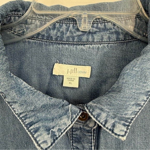 J Jill Womens Denim Chambray Tunic Pockets Size XL Jean Shirt Tunic Collared - Picture 5 of 13